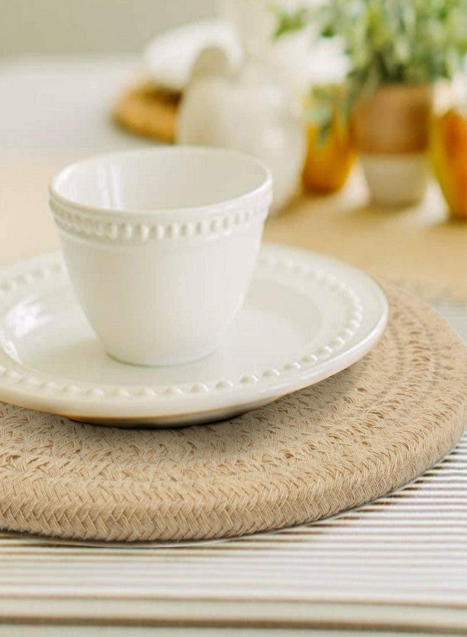pepme Set of 4 Braided Jute Placemats, 20 cm Round, Best for Bed-Side Table/Center Table, Dining Table/Shelves (Natural Beige) - Image 5